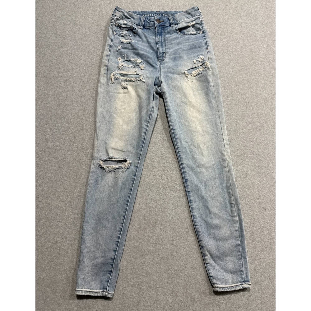 American Eagle Jeans Womens 8 Lt. Blue Denim Curvy Super High Rise Jegging